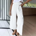 thumbnail image 2 of Aoochasliy Womens Pants Fall Fashion Casual Solid Color High Waist Loose Mopping Long Cotton Linen Wide Leg Pants, 2 of 5