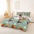 thumbnail image 3 of Homewish Cute Halloween Style Duvet Cover Queen,Witch Hat Skull Pumpkin Candy Spider Print Queen Bedding,Halloween Reversible,3-Piece,1 Duvet Cover and 2 Pillowcases, 3 of 6