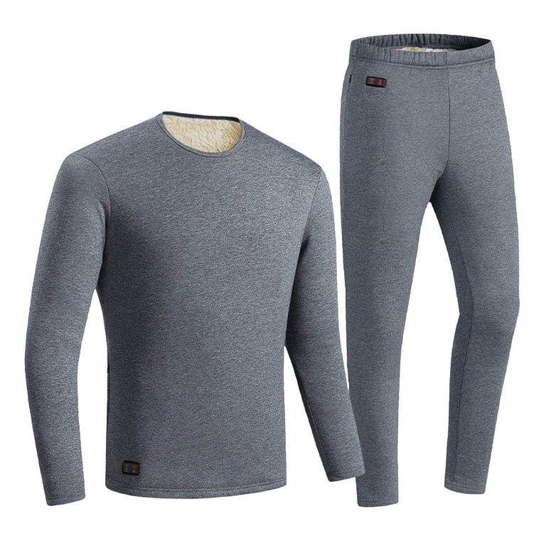 jsaierl Men's Heated Shirt Thermal Underwear Winter Warm Base Layer Top &  Bottom Set Long Johns