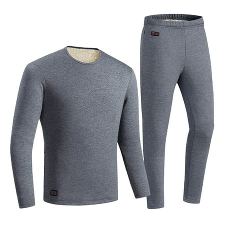 

YFPWM Heated Thermal Underwear Top + Heated Pant for Women Men Warm Clothing Heated Riding Skiing Fishing Charging Heated Thermal Underwear Set Gray XXXXL