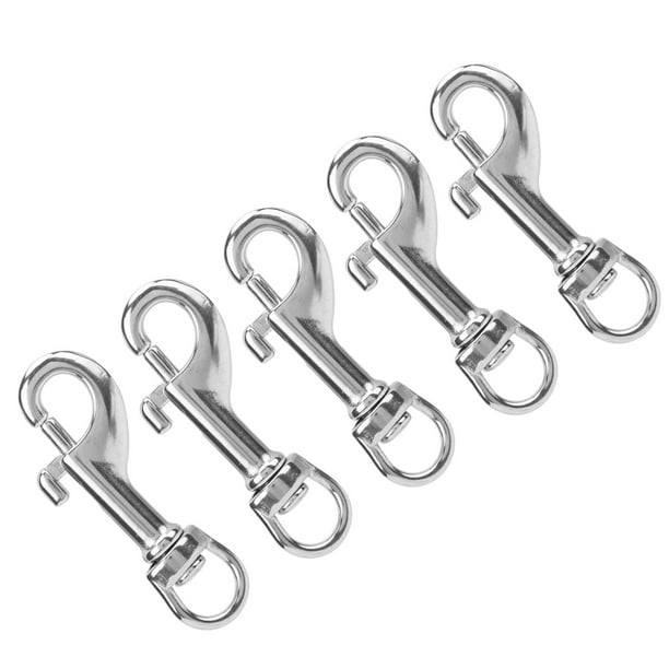 Fyydes Stainless Steel Double End Hook,L65MM Double Ended Stainless Steel  Spring Snap Clips Diving Hook Spring‑Snap Clip,Spring Snap Clip