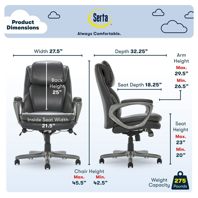 Serta Smart Layers Arlington AIR Ergonomic Bonded Leather High