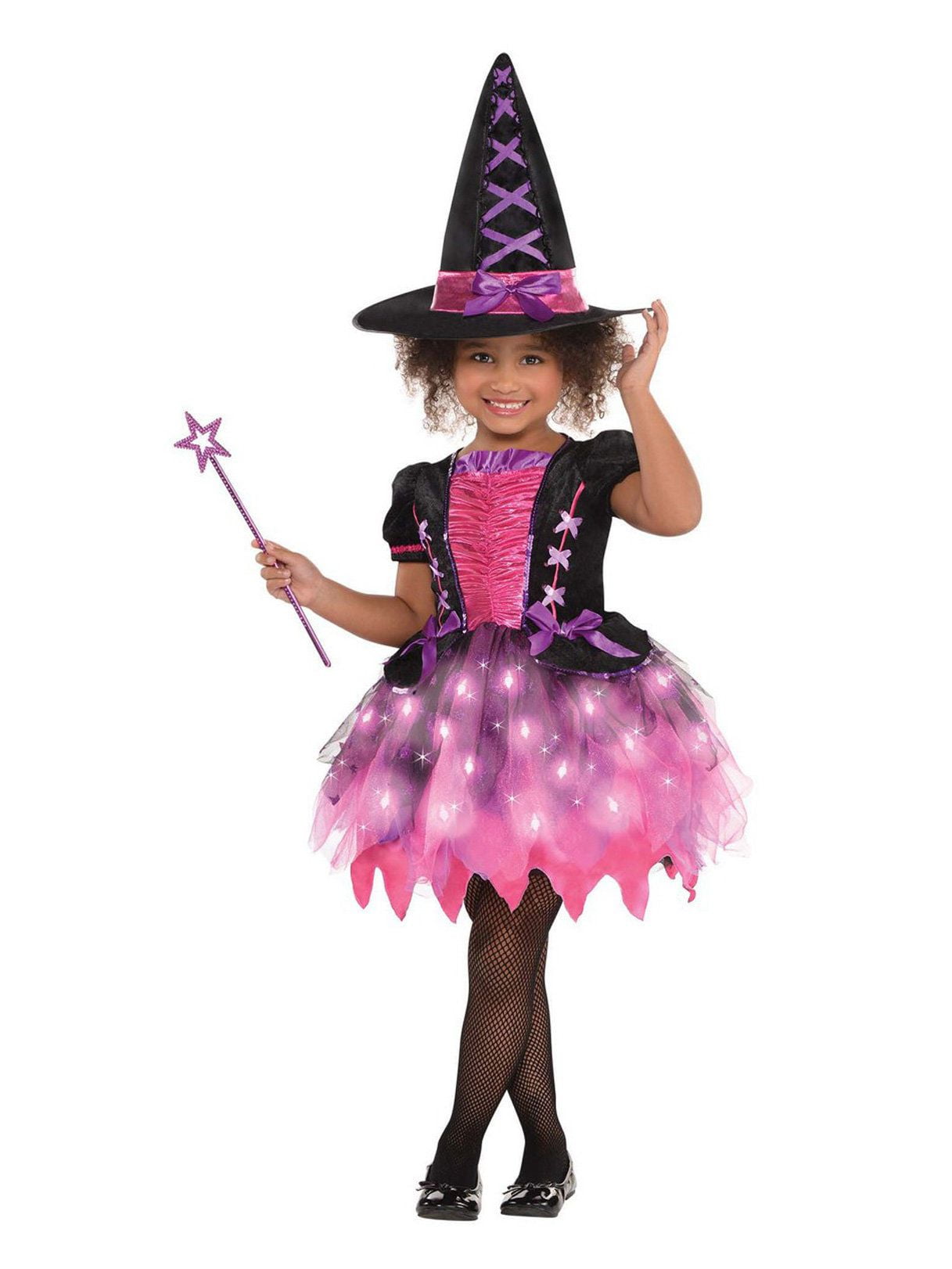 Build a Bear Pre-owned Halloween Hot Pink Witch costume with nwt socks,boots,Hat 
