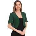 thumbnail image 2 of Bolero Para Mujer, Cárdigans Recortados De Manga Corta Transparentes Con Frente Abierto De Gasa Suave Para Vestido De Noche (Verde Oscuro S), 2 of 5