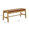 thumbnail image 6 of Weston Home Skovde Modern Scandinavian Light Oak Finish Bench, Caramel Faux Leather Cushion, 6 of 6