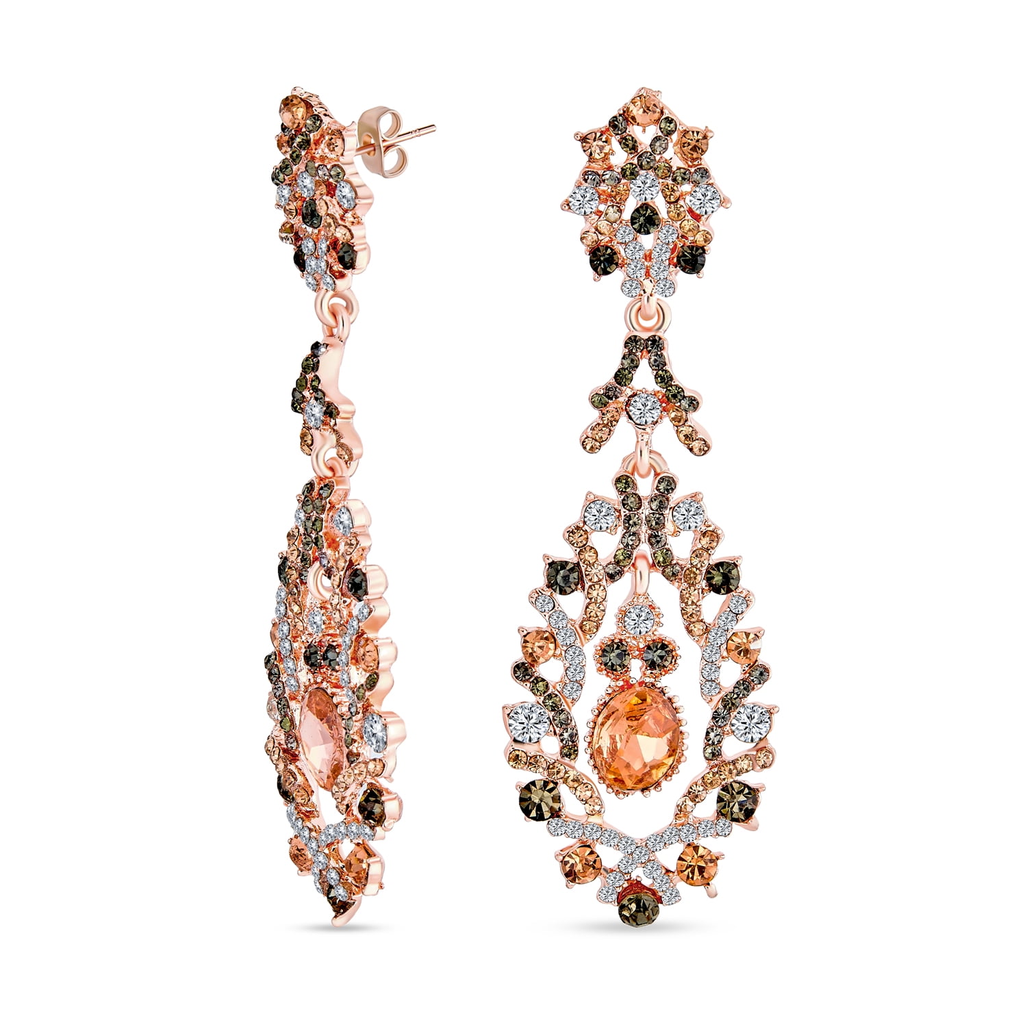 Rhodium Plated Clear Crystal Rhinestone Wedding Drop Dangle Earrings 00393 New 