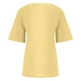 thumbnail image 4 of Yellow M WIZUTIZ Crop Tops for Women up to 50% Off Cotton Soft Tops Solid Loose Fit Retro Short Sleeve Shirts Cotton Linen Ladies Blouse Elegant Lightweight Tshirt Plus Size Trendy Round Neck T-shirt, 4 of 4