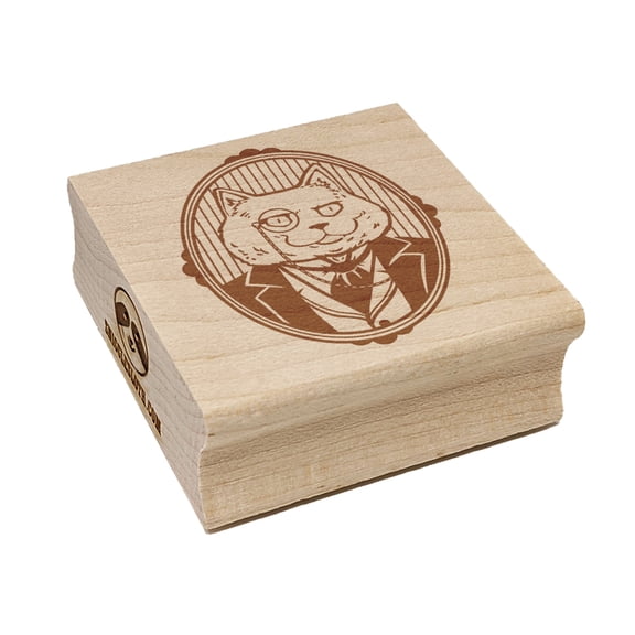 Victorian British Shorthair Cat Portrait Square Rubber Stamp Stamping Scrapbooking Crafting - Small 1.25in