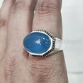 thumbnail image 4 of Blue Chalcedony Mans Ring, Natural Blue Chalcedony, Ring, Silver Jewelry, 925 Silver Ring, Gift, Heavy Mens Ring, Arabic Design, Ottoman Style Ring, Christmas, Turkey Mens Signet Ring, 4 of 5