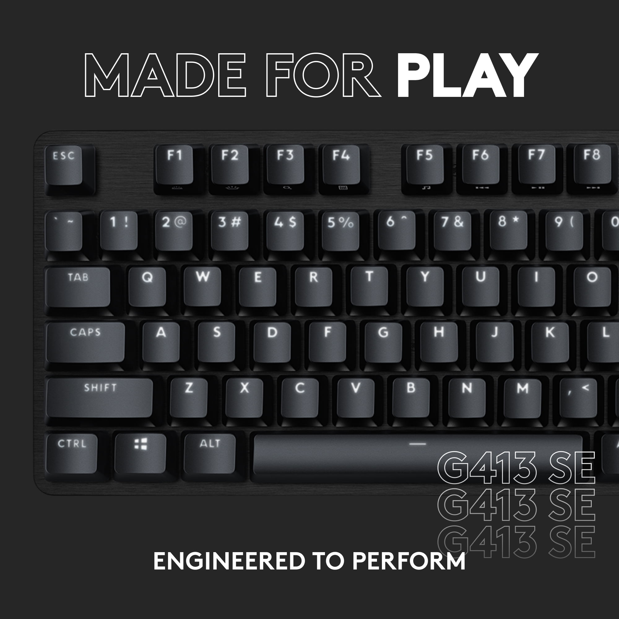 Logitech G413 SE Full-Size Corded Gaming Keyboard, PBT Keycaps, Tactile Mechanical Switches, 6-Key Rollover Anti-Ghosting, FN Keys—white Backlit LED