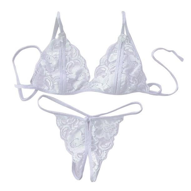 Conjunto De Ropa Interior De Lencería Para Mujer Sexy Encaje Transparente Sujetador G-Stringpangjing