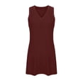 thumbnail image 5 of cocolona Womens Summer Dress V Neck Sleeveless Tank Dress Fashion Casual Side Slit Sundress Solid Color Mini Dress, 5 of 6