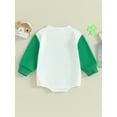 thumbnail image 3 of Mevireiy St. Patrick's Day Baby Bubble Romper Letter Print Long Sleeve Onesie Bodysuit,Green,0-3 Months, 3 of 6