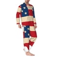 thumbnail image 2 of Fotbe American Flag Map Pijama de Hombre con Estampado de Manga Larga, Conjunto de 2 Piezas, Ropa de Dormir Suave y Cómoda con Bolsillos-Small, 2 of 7