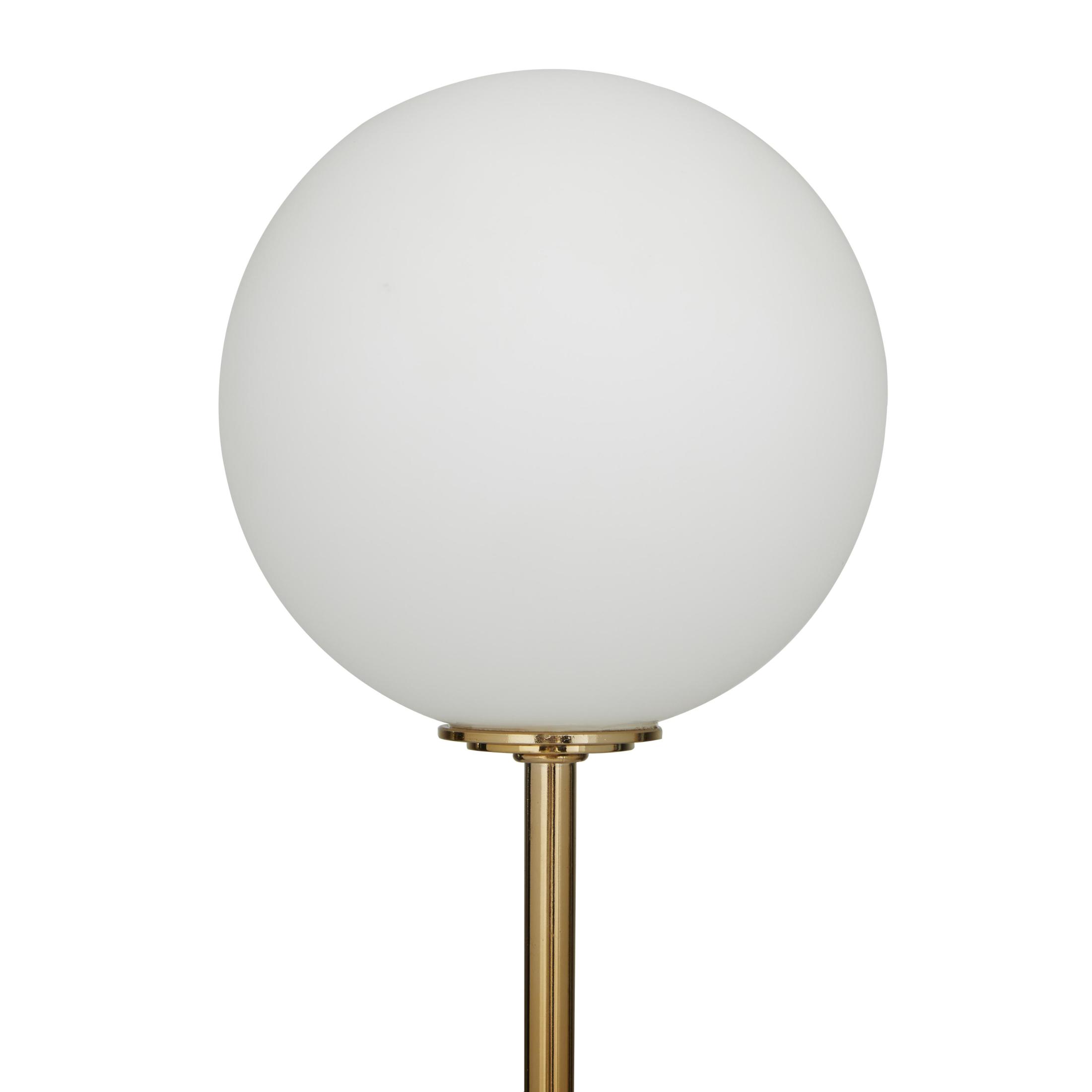 DecMode 31" 2 Light Curved Orb Gold Table Lamp with White Glass Shade