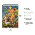 thumbnail image 2 of Southern California - United Air Lines - Vintage Airline Travel Poster by Joseph Fehér c.1950 - 8 x 12 inch Vintage Wood Art Sign, 2 of 4