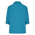 thumbnail image 5 of Endives Women's Shirt Solid Color Casual Loose Fashion Cotton Linen Long Sleeve Collar Button Shirt Spring Outfit, 5 of 6