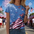 thumbnail image 2 of felwors Tie Shirts for Women Crew Neck Summer Tops Patriotic Tunic Short Sleeve Loose Holiday Tees 2026 Independence (Light Blue, XXL), 2 of 8