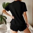 thumbnail image 5 of Naotn 2 Piece Sets for Women Summer Matching Short Set, Casual Lapel Short Sleeve Ribbed Bow Front Shirt Ruffle Shorts, 5 of 5