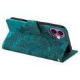 thumbnail image 3 of Étui à Rabat pour iPhone 16 Plus, Portefeuille en Cuir PU Premium avec Fleurs en Relief Totem, Couverture Folio avec Porte-Cartes et Support Compatible avec iPhone 16 Plus - Vert, 3 of 13