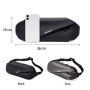 WEIXIER Men's Waterproof Fanny Pack with 4 Zipper Pockets Sports Waist Bag Carrying All Phones, Black