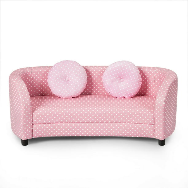 Gymax 2 Seat Kids Sofa Armrest Chair with Two Cloth Pillows Perfect for Girls Pink Walmart