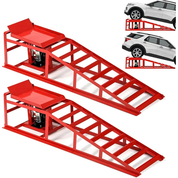 2PCS 5T 11000lbs Hydraulic Car Ramps, Heavy Duty Hydraulic Vehicle Ramps Lift Ramp, Portable Car Ramps for Oil Changes, Car Lifts for Home Garage, Vehicle Auto Garage Repair
