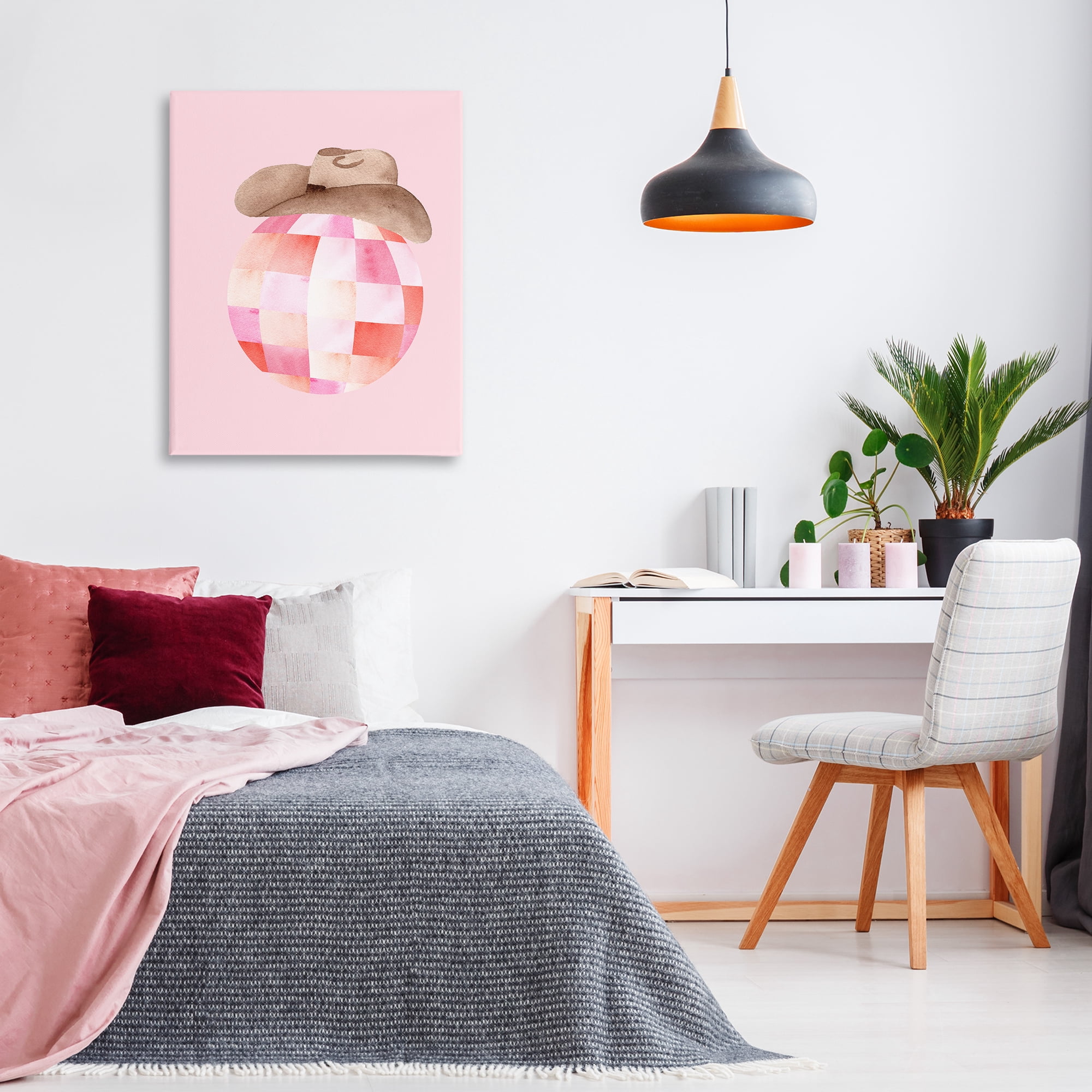 Rosy Disco Cowgirl Hat Canvas Wall Art, design by Nina Jacobs