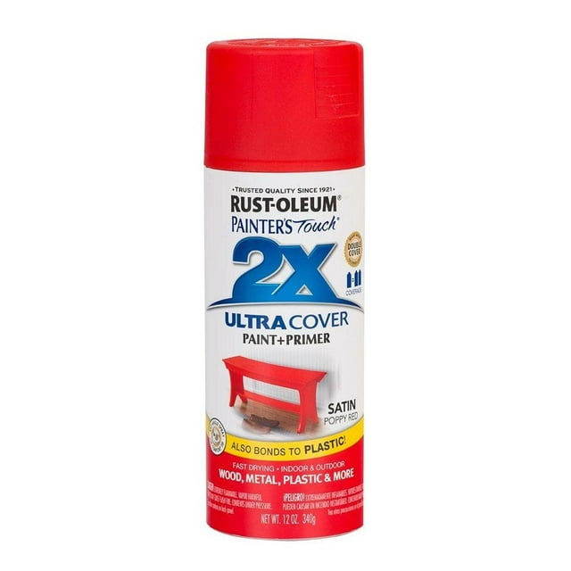 Pintura en aerosol Paint Rust-Oleum, 2 unidades, color rojo amapola satinado