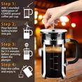 thumbnail image 5 of YMMIND Cafetera De Prensa Francesa Prensa De Café De Acero Inoxidable 304, con Sistema De 4 Filtros, Vidrio De Prensa Francesa De Borosilicato De Espesor Resistente Al Calor, Tetera Sin BPA, Émbolo De, 5 of 5