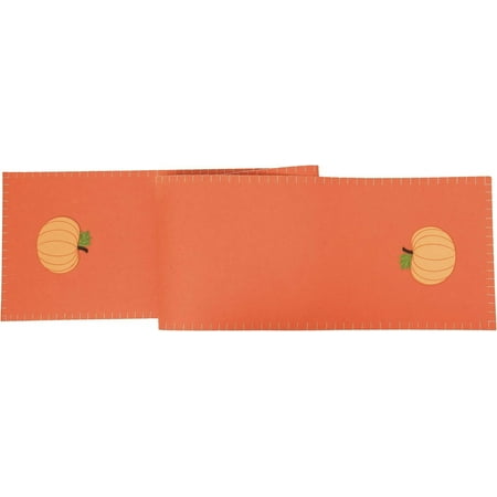 

Felt Harvest Pumpkin Fall Cotton Machine Washable Table Runner Orange