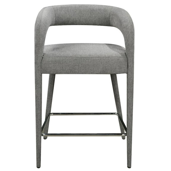 Galway Comfy Cushioned Metal Counter Chair in Dark Gray Linen Fabric