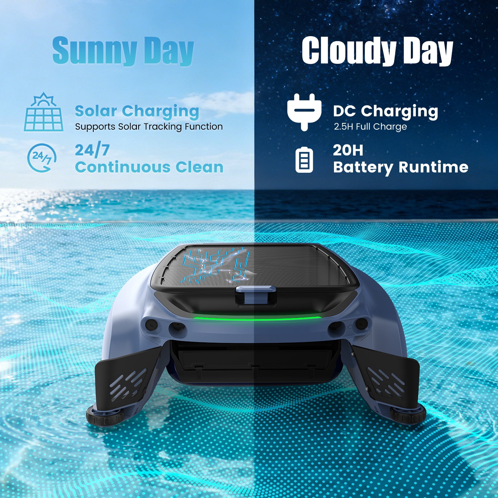 AIRROBO SP200 Pool Skimmer Solar Powered Robotic Cleaner with App Control,20-Hour Runtime,Smart Obstacle Avoidance