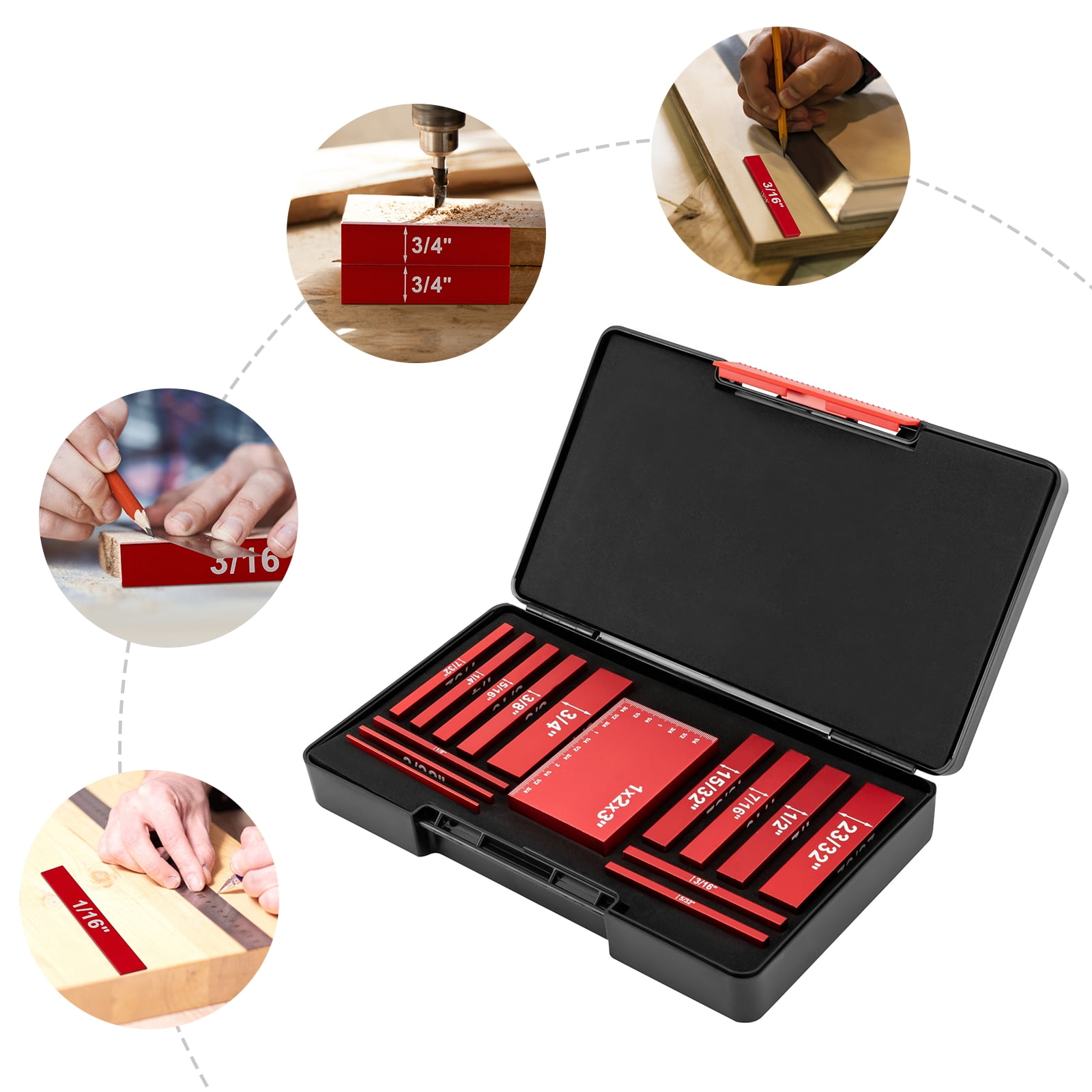 Dwellnix Setup Blocks Woodworking Tools Kit 15 Piece Set Gauge Block Set Precise