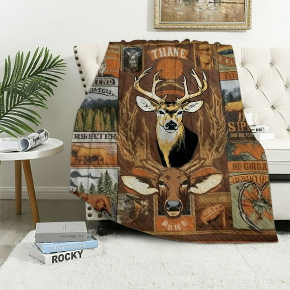 COMIO Hunting Gift for Men,Buck Deer Hunting Blanket Throw,Gift for Hunters,Hunting Blanket for Dad Husband Boyfriend,Super Soft Deer Hunting Throw Blanket for Home Couch Sofa Bed