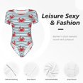thumbnail image 4 of Kdxio Mignons Crabes Rouges avec Imprimé Nautique Justaucorps à Manches Courtes pour Femmes Col Rond Modal Doux Confortable Ajustement Aguichant Haut-TTG, 4 of 7