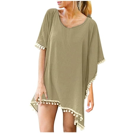 Clearance Beach towel Up Bikini Tassels Women Beach Chiffon Cover Swimwear Loose Trim Kaftan Beach Towel