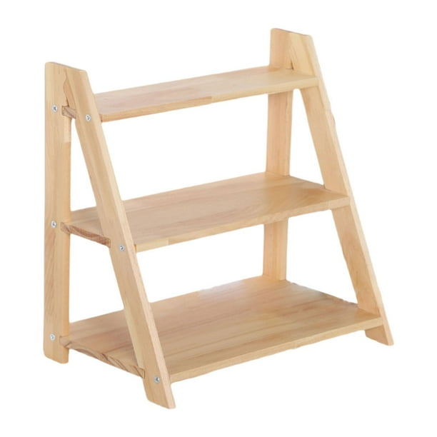 Expositor de madera de 3 niveles, rústico, para especias, organizador de perfumes, para baño, cocina, despensa y tarros de especias.