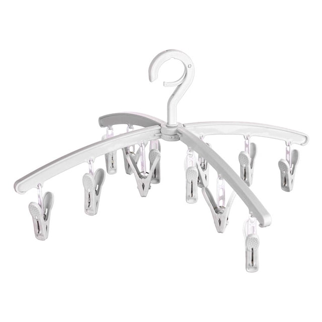 Dinheiro Tendedero plegable con 12 clips para secar calcetines, lencería, ropa de bebé, toallas, tendedero giratorio para calcetines