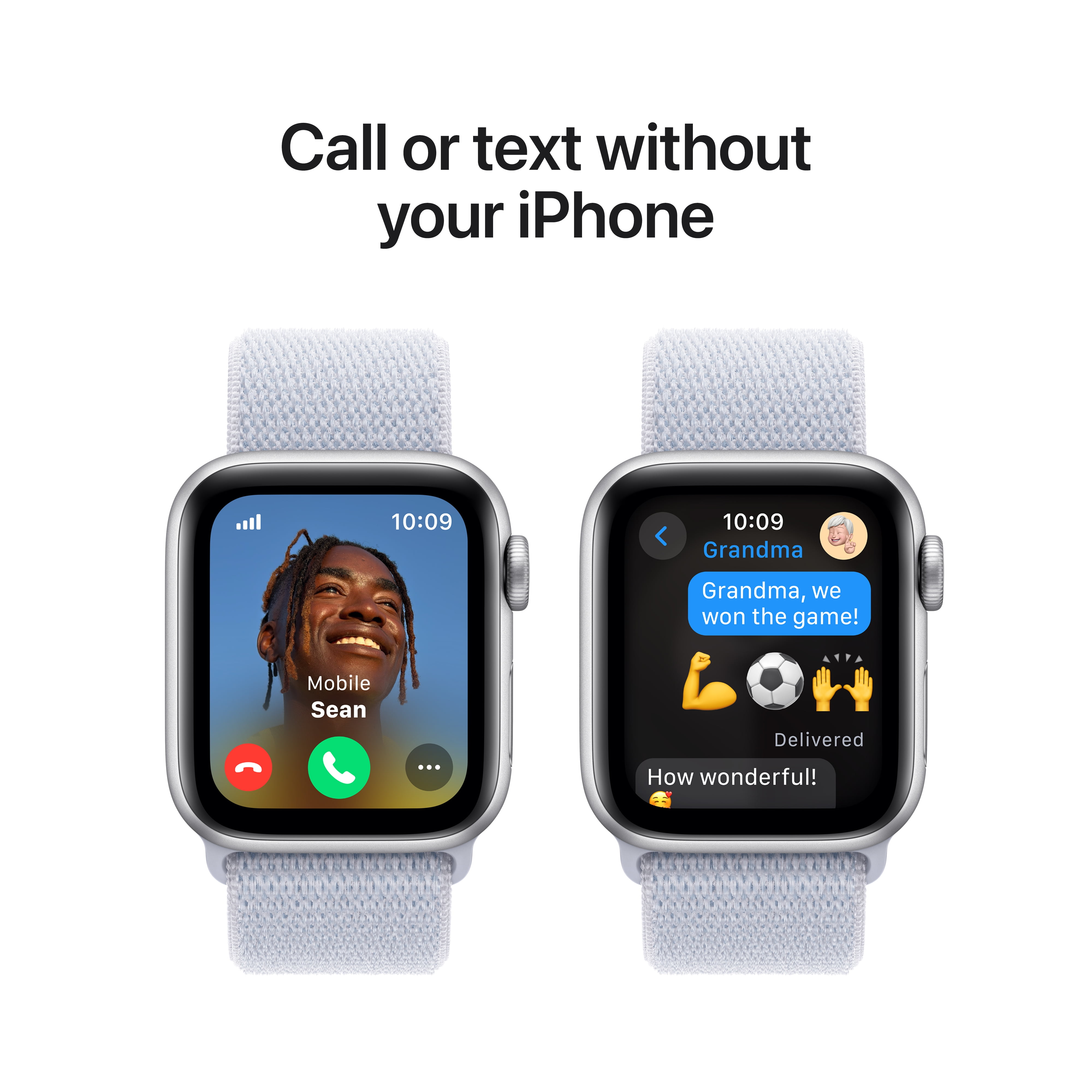 Open Box Apple Watch SE 2nd Generation 2024 (GPS) 40mm Silver Aluminum Blue Cloud Sports Loop