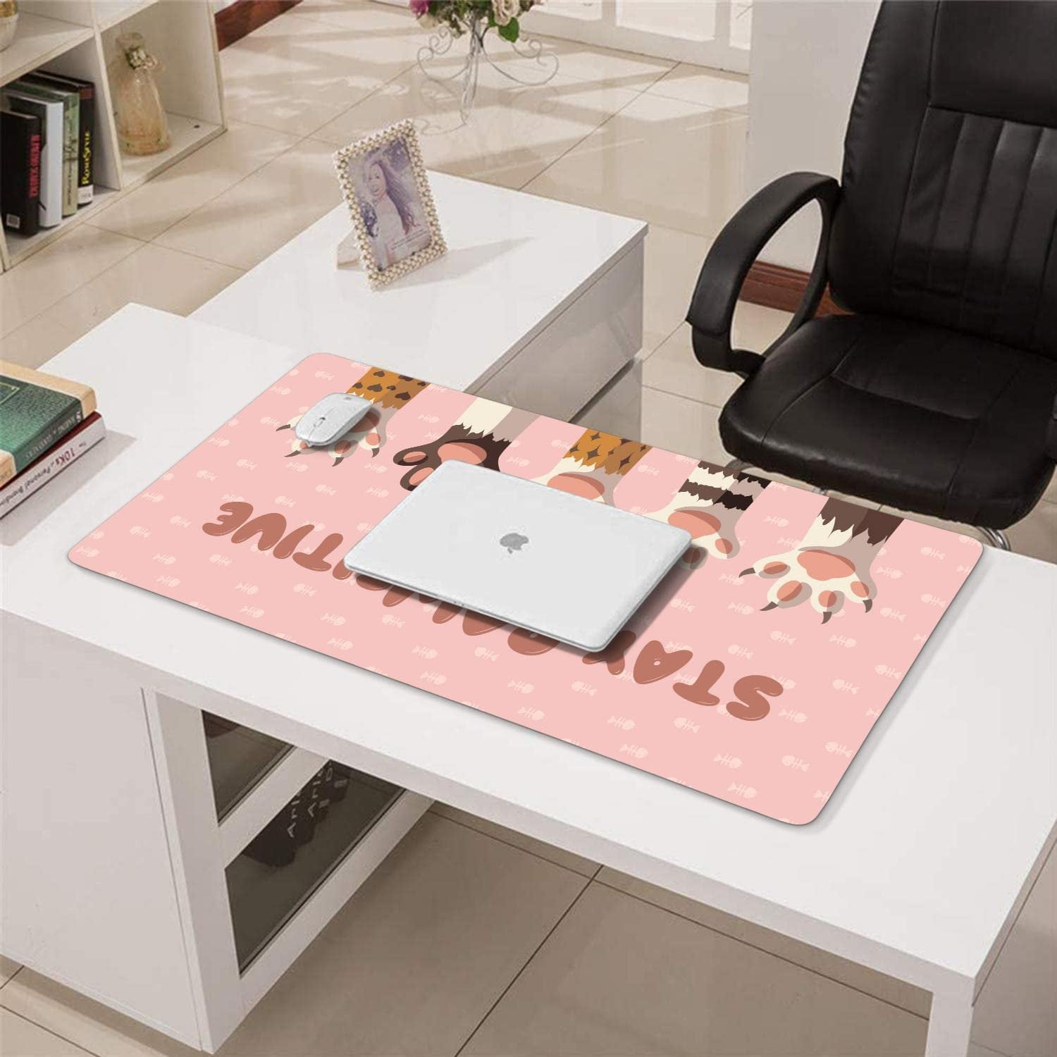 Gaming Mouse Pad, Desk Pad with Non-Slip Base Extended Large Mouse Pad XXL Keyboard Mouse Pad Desk Mat On Top of Desks for Work, Game, Office, Home - Cat Paw (31.5x15.7 in)