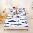 thumbnail image 3 of Manfei Cartoon Sardine King Sheets, Rustic Fish Bedding, Navy White, 4-Piece, 1 Flat Sheet, 1 Fitted Sheet and 2 Pillowcases, 3 of 6