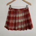 thumbnail image 4 of Gibobby faldas para mujer corta Falda de lana a cuadros de talle vintage de invierno para mujer(Rojo, M), 4 of 5