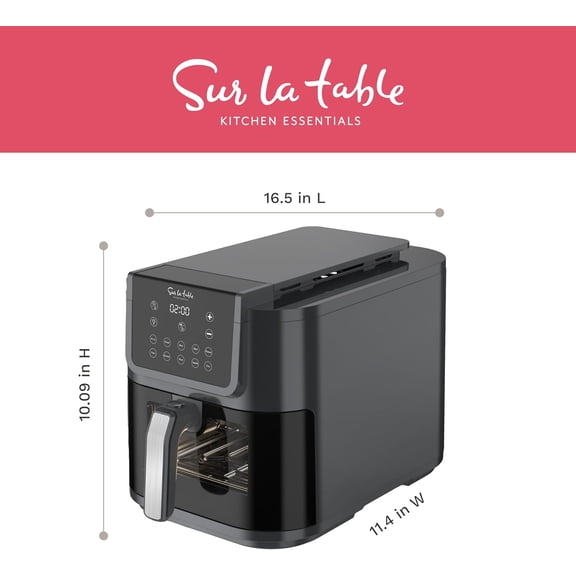 SUR LA TABLE KITCHEN ESSENTIALS 5-in-1 Compact 8-Quart Basket Air Fryer with Window for Easy Viewing, Digital Touchscreen Display with 10-Presets