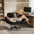 thumbnail image 3 of Patbrela PU Leather Office Chair, Ergonomic Criss Cross Desk Chair with Adjustable Armrests, Swivel Chair Comfy Vanity Chairs, Black, 3 of 8