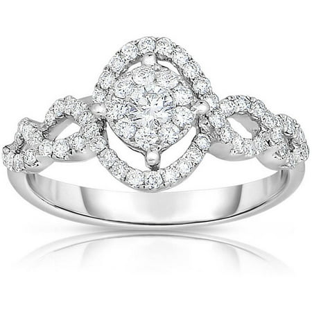 1/2 Carat T.W. Diamond 14kt White Gold Fashion Ring with HI/I1I2 Quality Diamonds