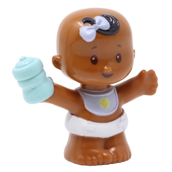 Replacement Parts for Little-People 1-2-3 Babies Playdate African-American Playset - GVH47 ~ Replacement Baby ~ Brown Hair ~ Purple Bow and Bib ~ Blue Bottle
