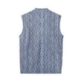 thumbnail image 7 of Men's Sweater Vest Dress Knit V Neck Button Sleeveless Casual Cardigan Sweaters Blue L, 7 of 7