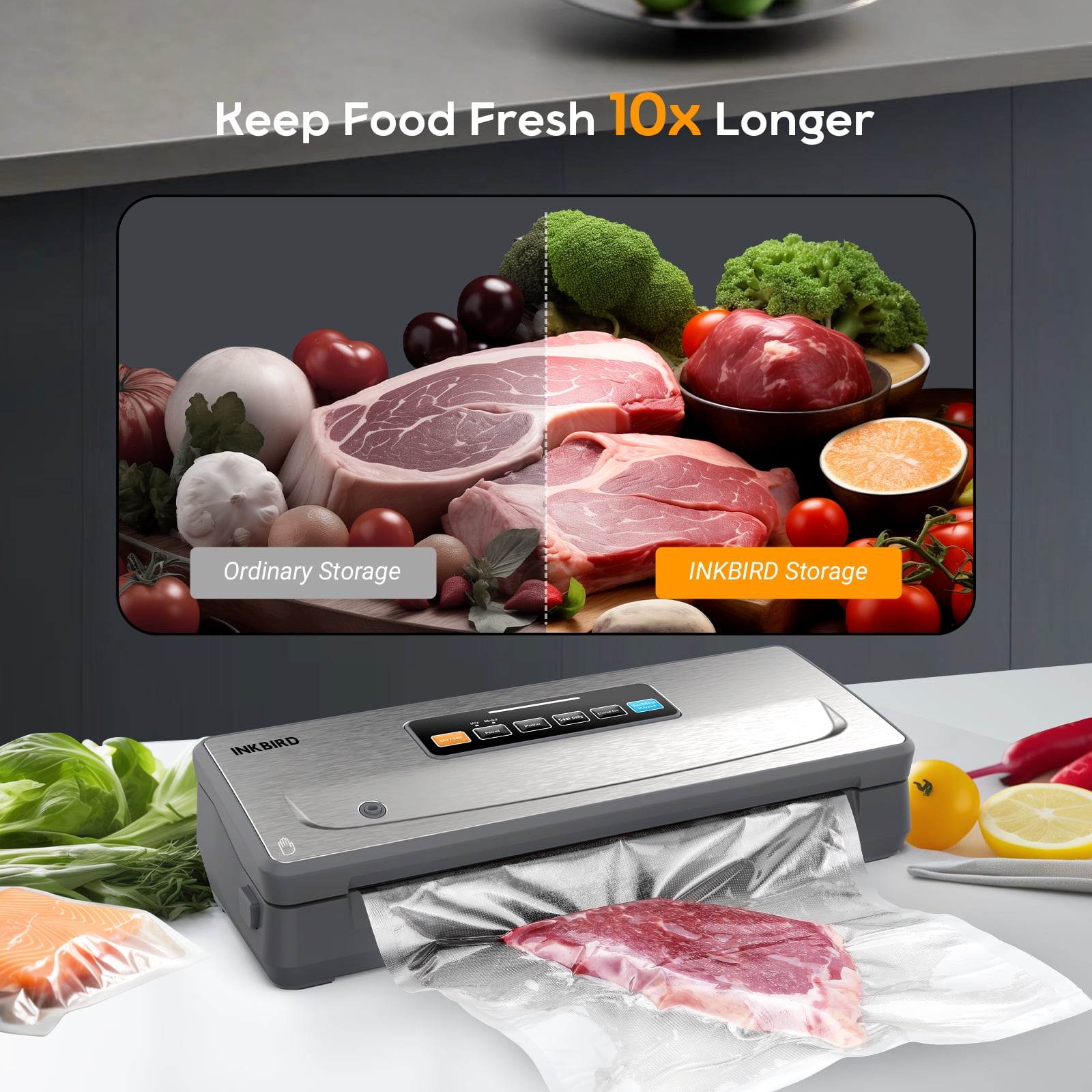 Inkbird Cordless Vacuum Sealer Machine Vacuum Sealers with Bag Cutter,90Kpa