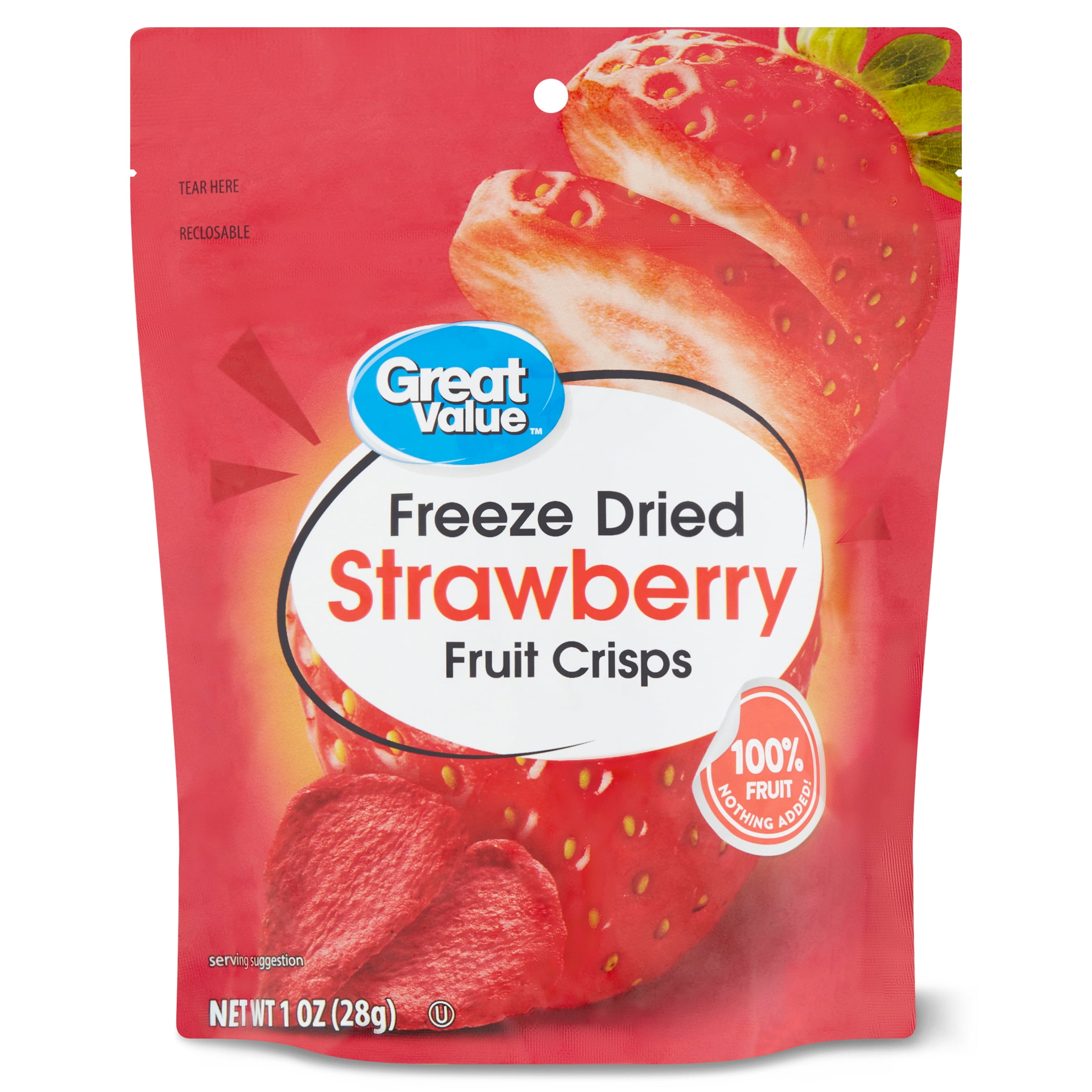 Great Value Freeze Dried Strawberry Fruit Crisps, 1 oz